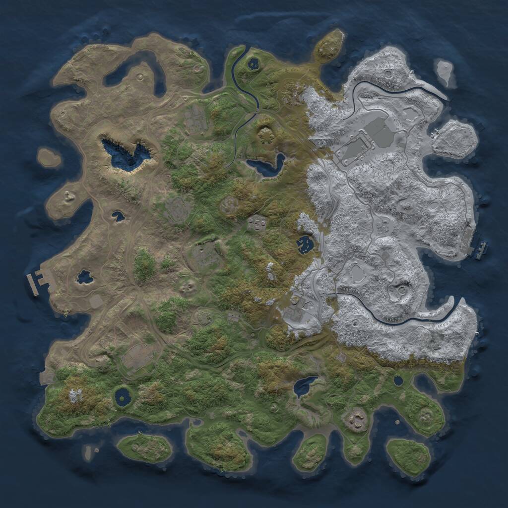 Rust Map: Procedural Map, Size: 4500, Seed: 4735381, 16 Monuments
