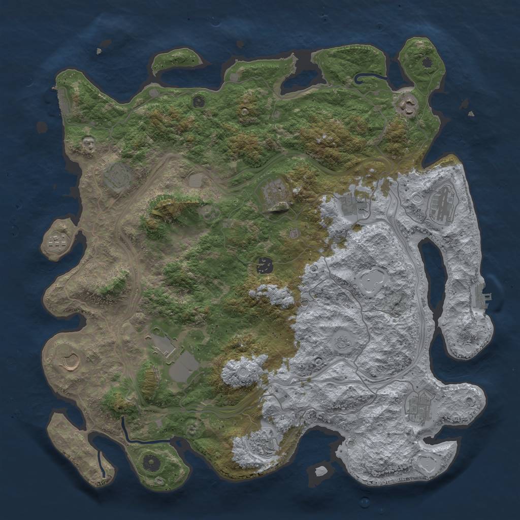 Rust Map: Procedural Map, Size: 4500, Seed: 4537915, 20 Monuments