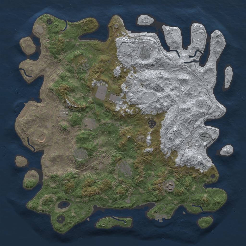 Rust Map: Procedural Map, Size: 4500, Seed: 4276953, 19 Monuments