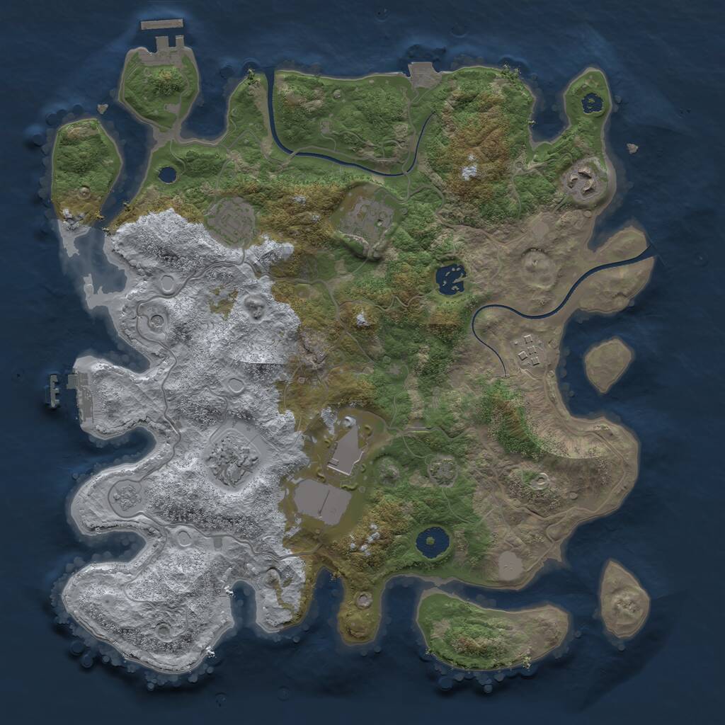 Rust Map: Procedural Map, Size: 3500, Seed: 2052957512, 13 Monuments