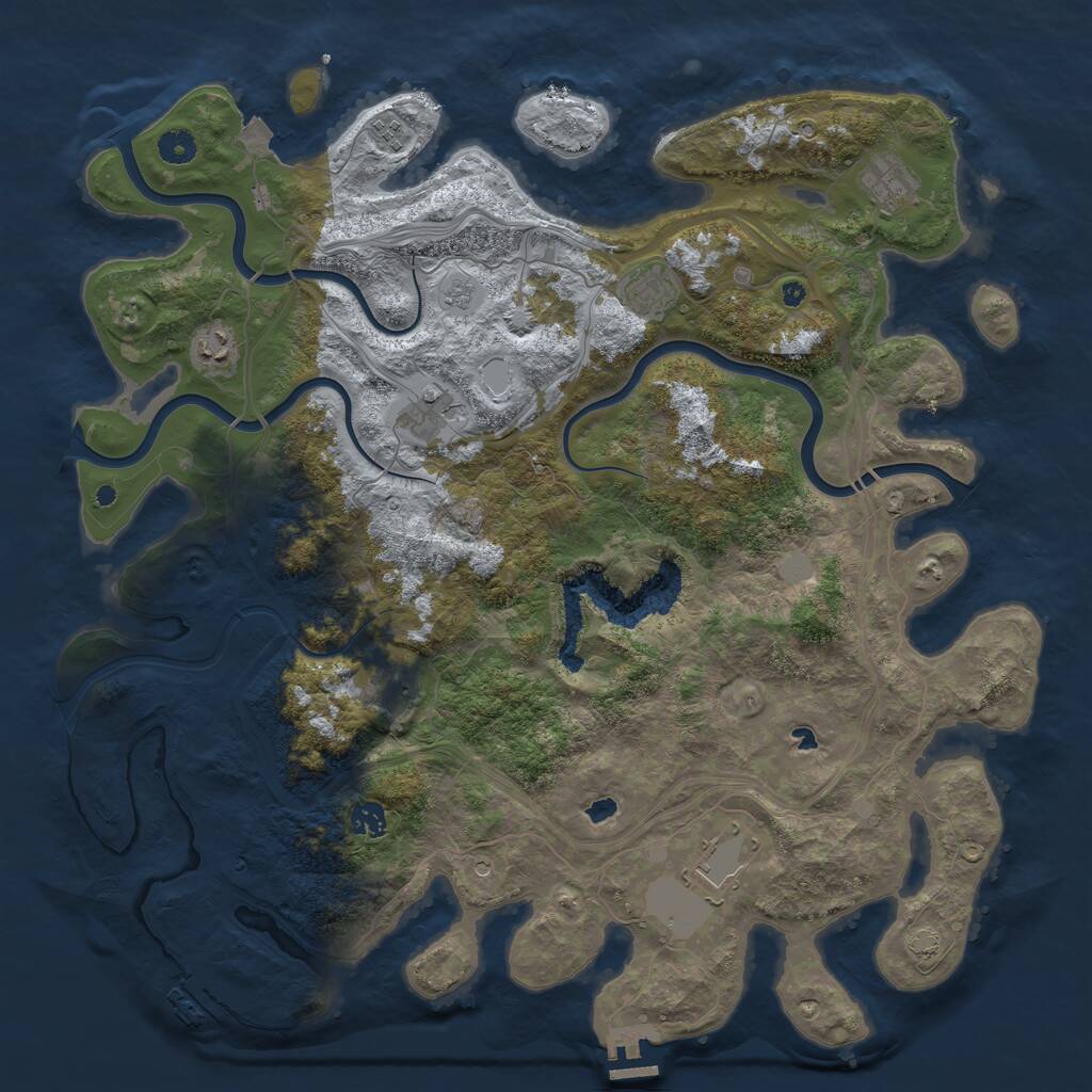 Rust Map: Procedural Map, Size: 4500, Seed: 3441494, 14 Monuments