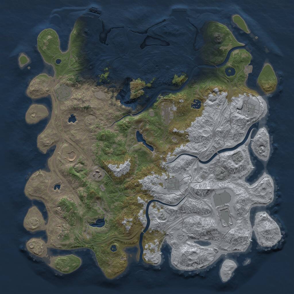 Rust Map: Procedural Map, Size: 4500, Seed: 4369799, 16 Monuments