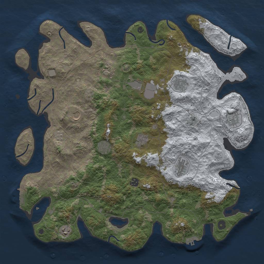 Rust Map: Procedural Map, Size: 4500, Seed: 4290205, 20 Monuments