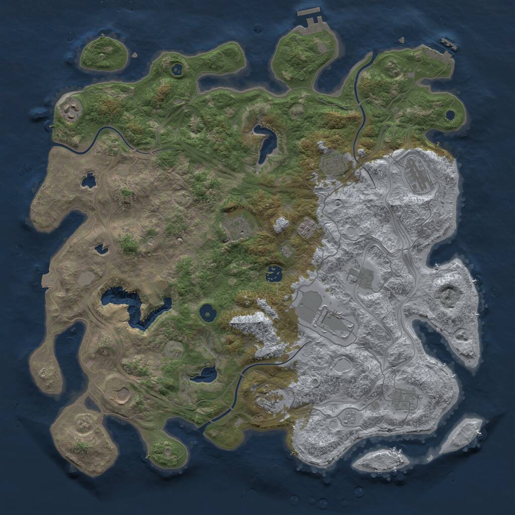 Rust Map: Procedural Map, Size: 4500, Seed: 6045235, 17 Monuments