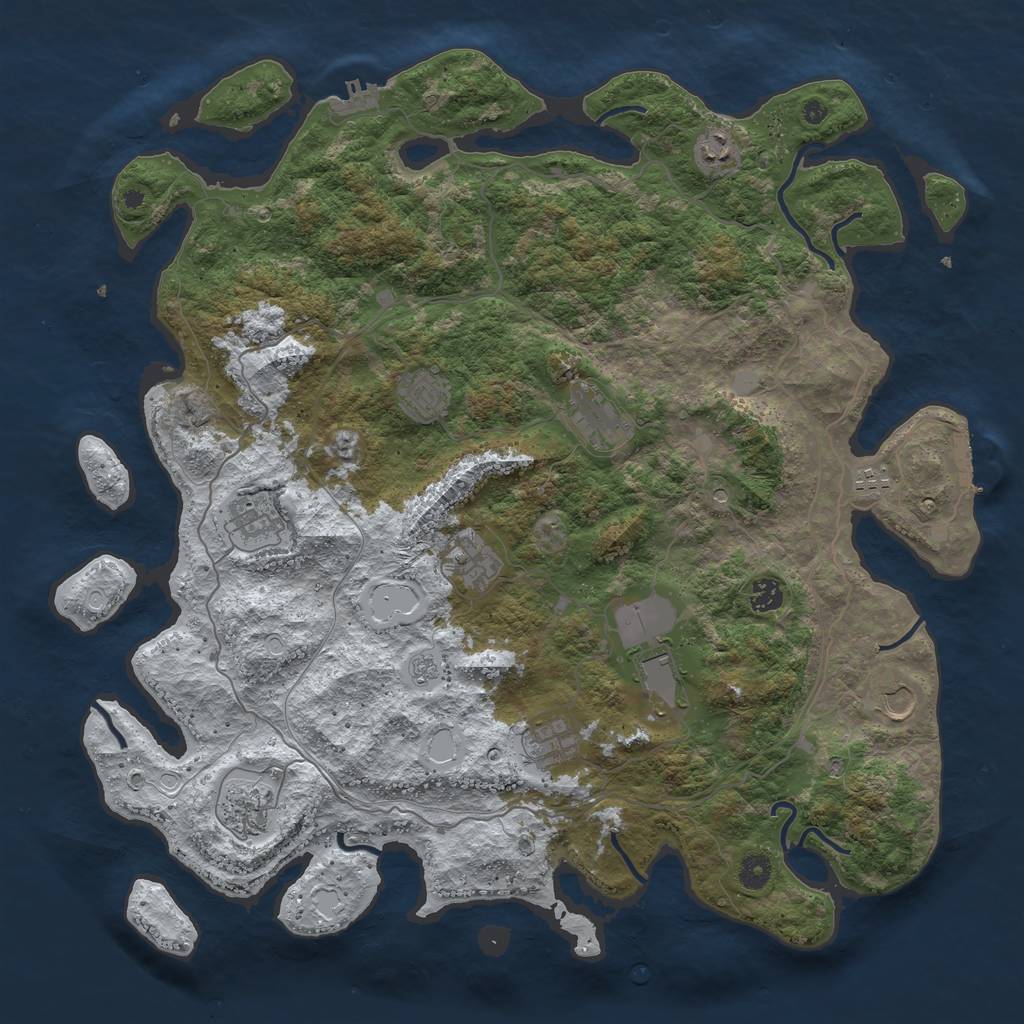 Rust Map: Procedural Map, Size: 4500, Seed: 1051441, 20 Monuments