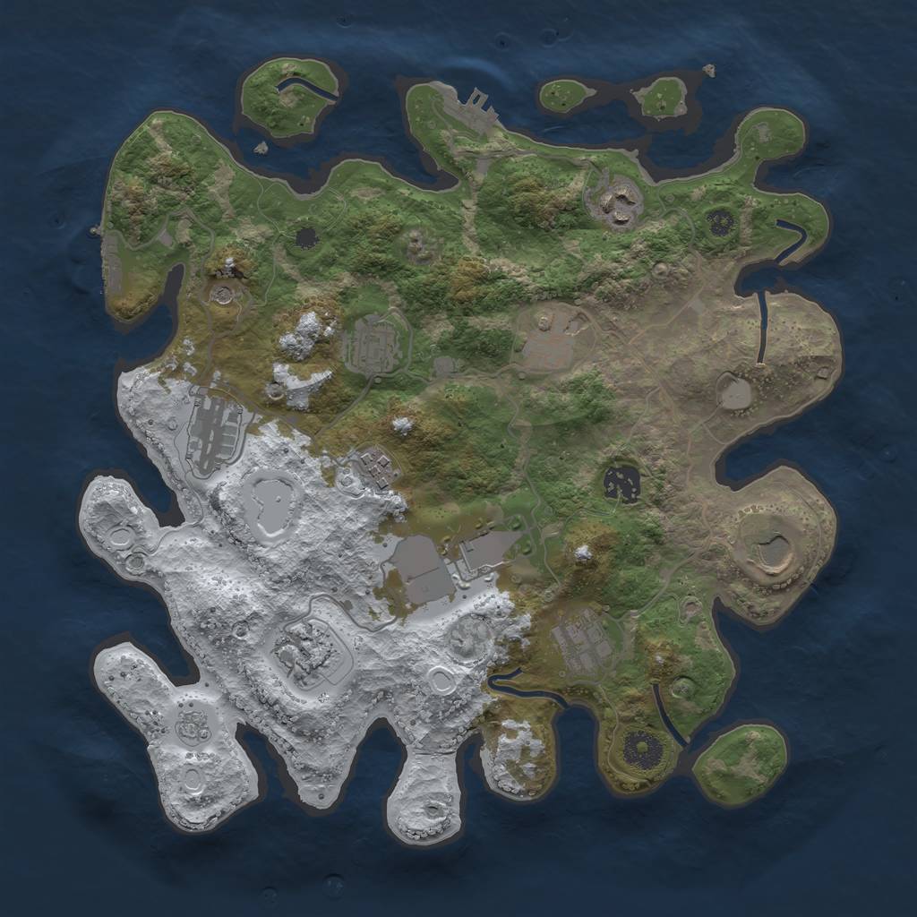 Rust Map: Procedural Map, Size: 3500, Seed: 1647446249, 19 Monuments
