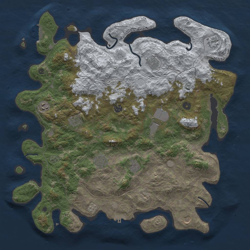 Rust Map: Procedural Map, Size: 4500, Seed: 5329040, 19 Monuments