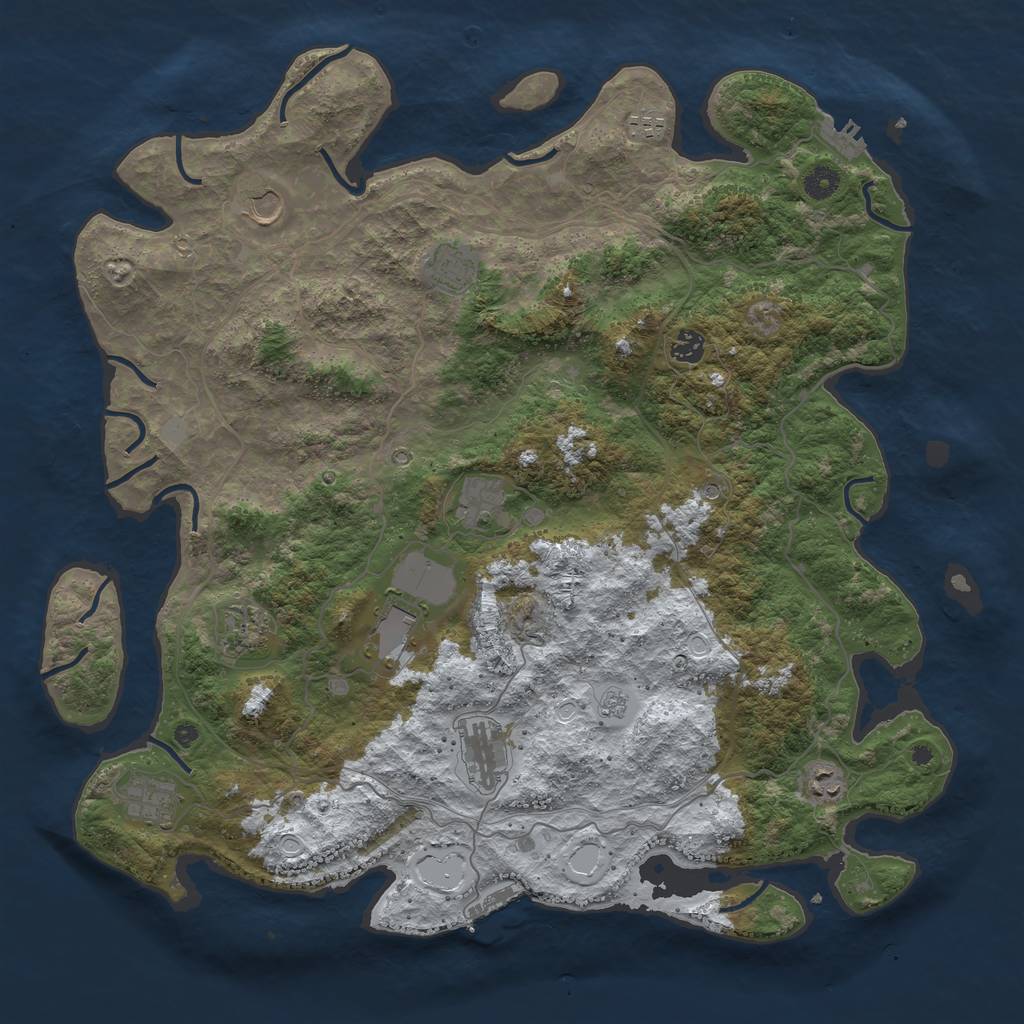 Rust Map: Procedural Map, Size: 4500, Seed: 3429336, 19 Monuments