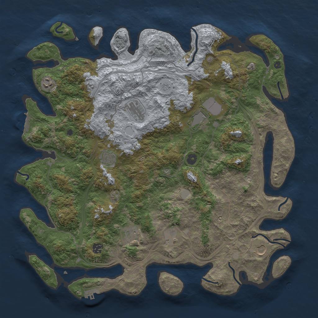 Rust Map: Procedural Map, Size: 4500, Seed: 3591007, 16 Monuments