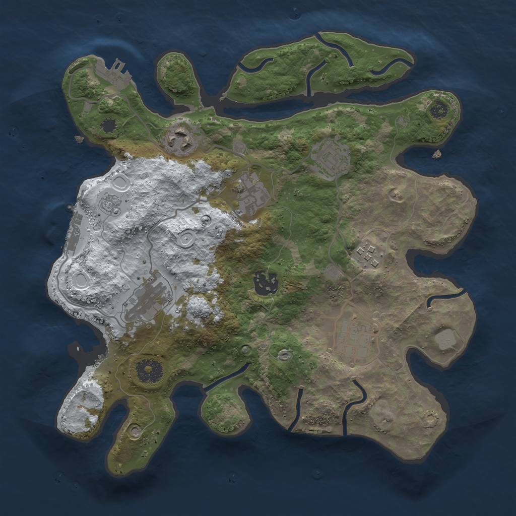 Rust Map: Procedural Map, Size: 3000, Seed: 780494417, 15 Monuments