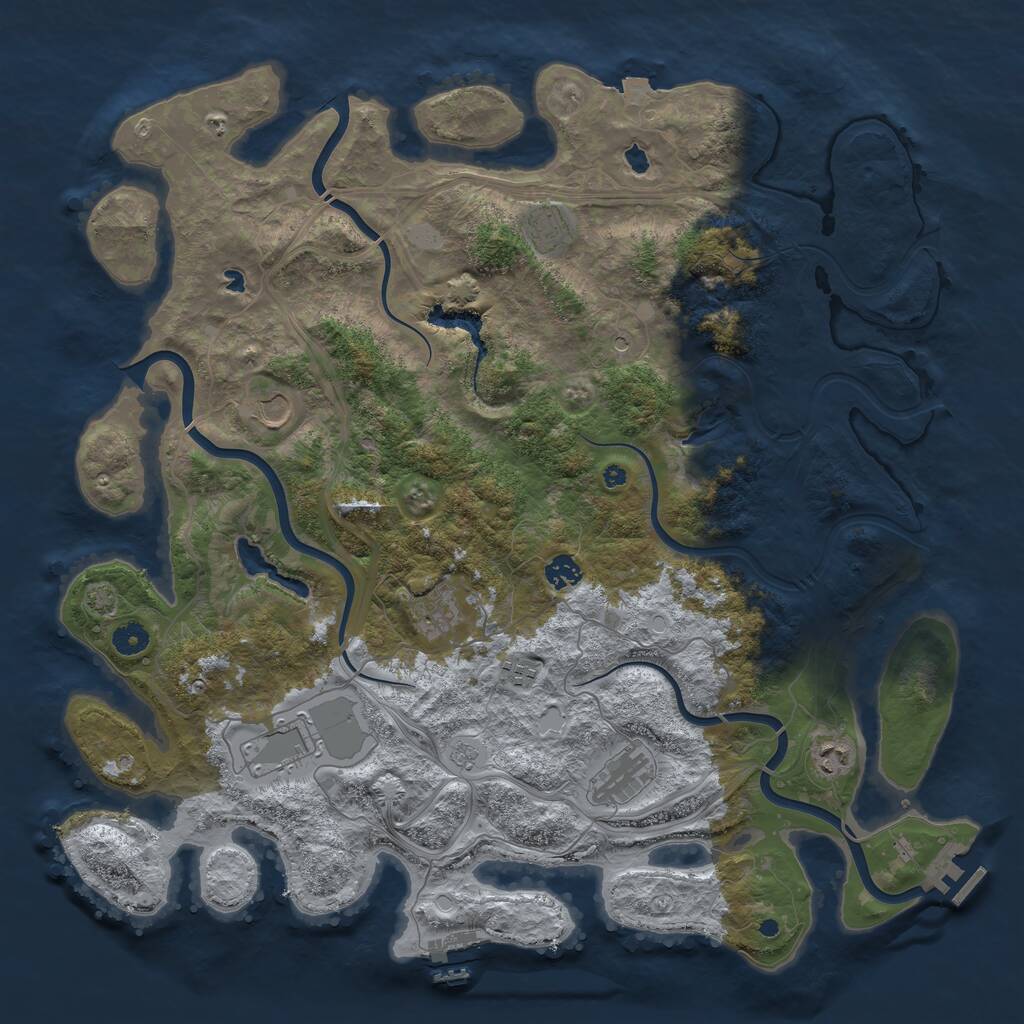 Rust Map: Procedural Map, Size: 4500, Seed: 4050723, 14 Monuments