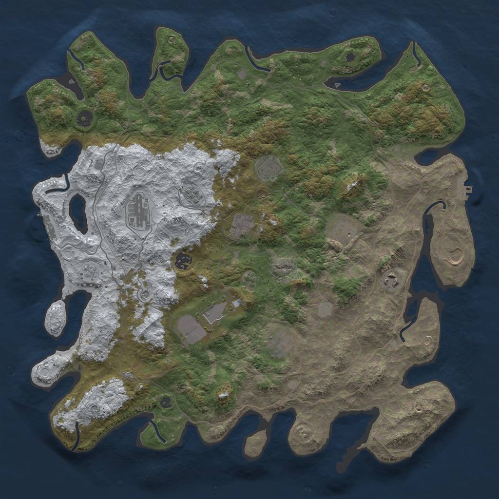 Rust Map: Procedural Map, Size: 4500, Seed: 4079301, 19 Monuments