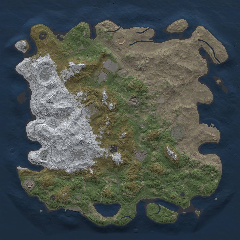 Rust Map: Procedural Map, Size: 4500, Seed: 2703103, 19 Monuments