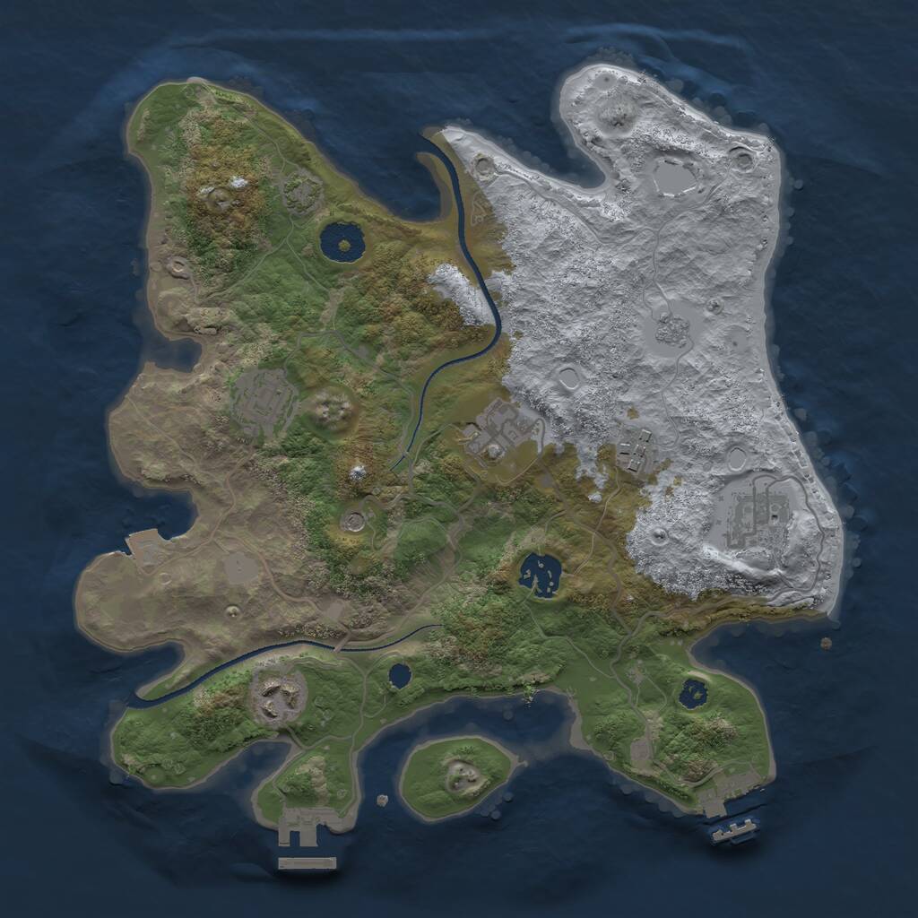Rust Map: Procedural Map, Size: 3200, Seed: 2942402, 12 Monuments