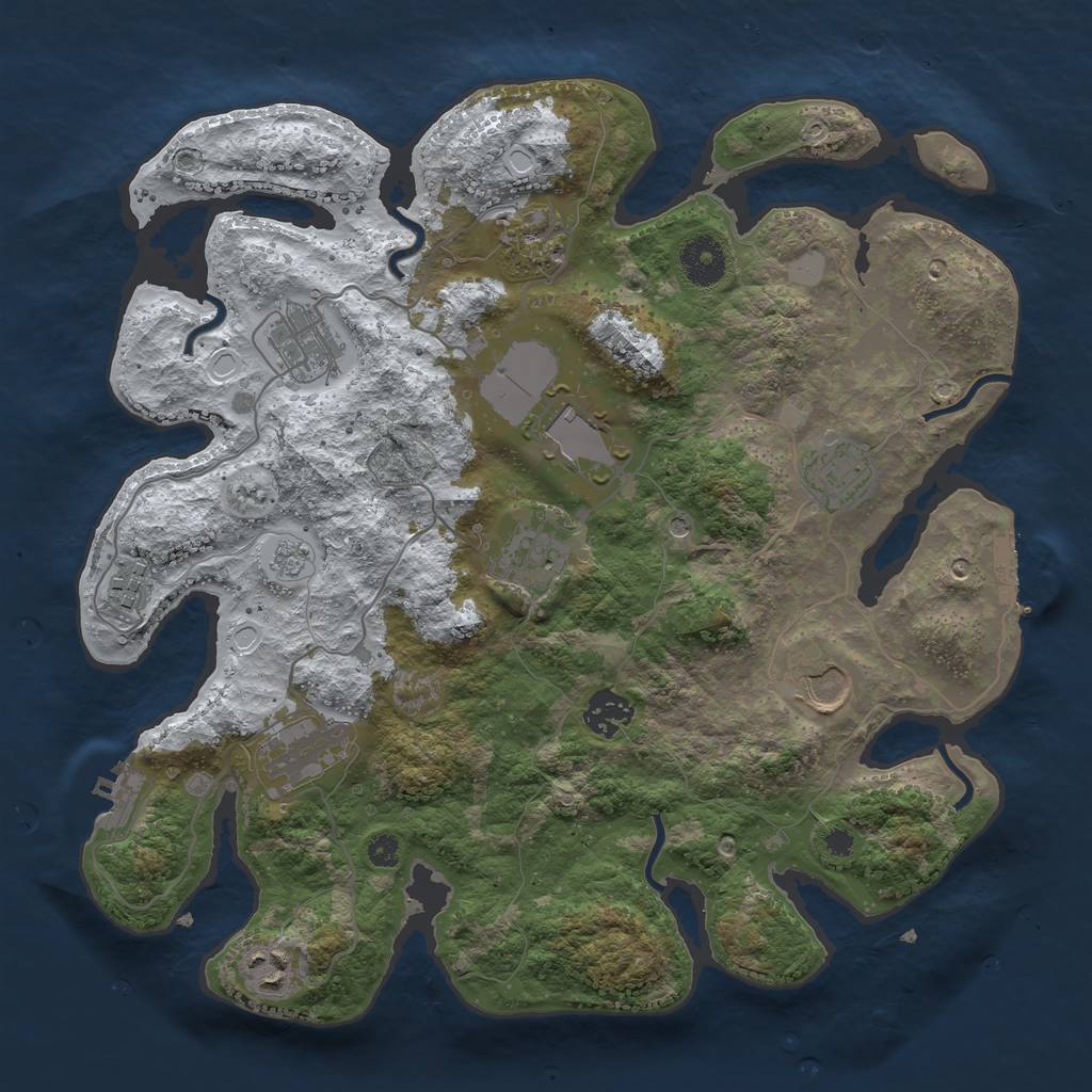 Rust Map: Procedural Map, Size: 3500, Seed: 60113, 19 Monuments