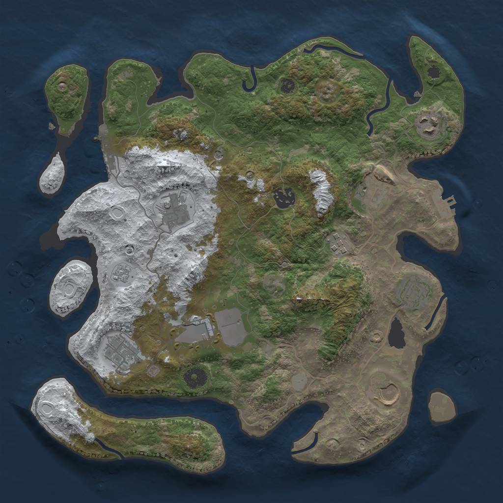Rust Map: Procedural Map, Size: 3500, Seed: 13378, 18 Monuments