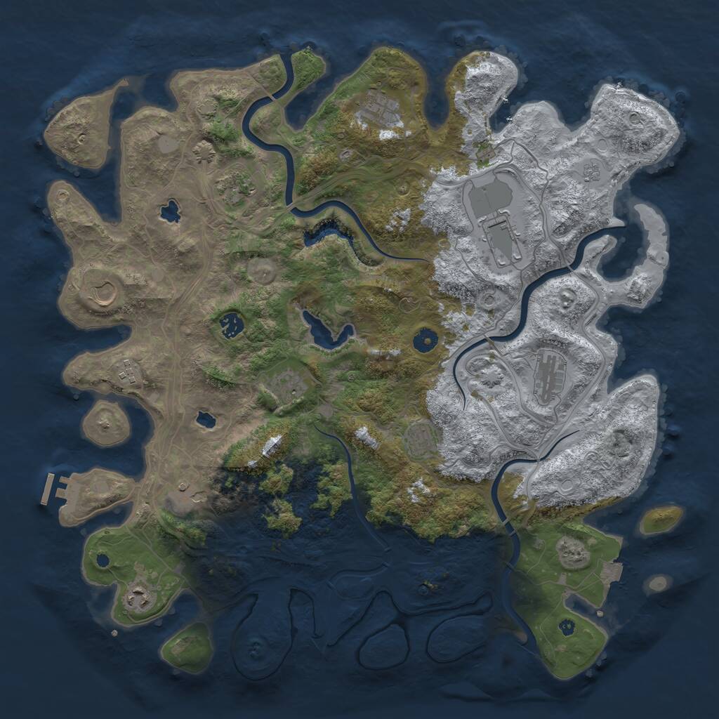 Rust Map: Procedural Map, Size: 4500, Seed: 994921, 16 Monuments