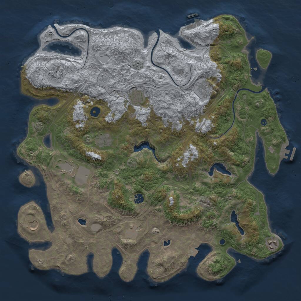 Rust Map: Procedural Map, Size: 4500, Seed: 2666311, 16 Monuments