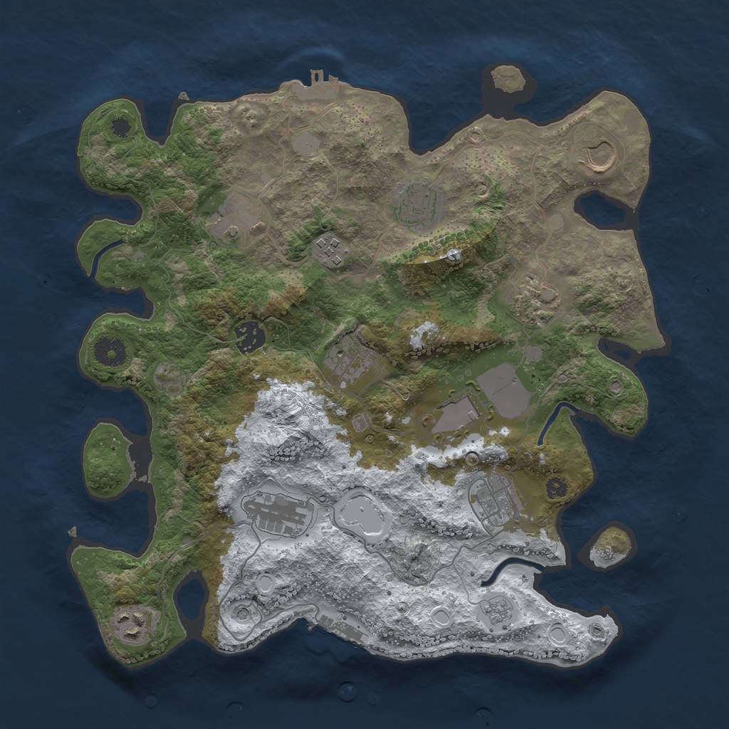 Rust Map: Procedural Map, Size: 3500, Seed: 666611, 20 Monuments