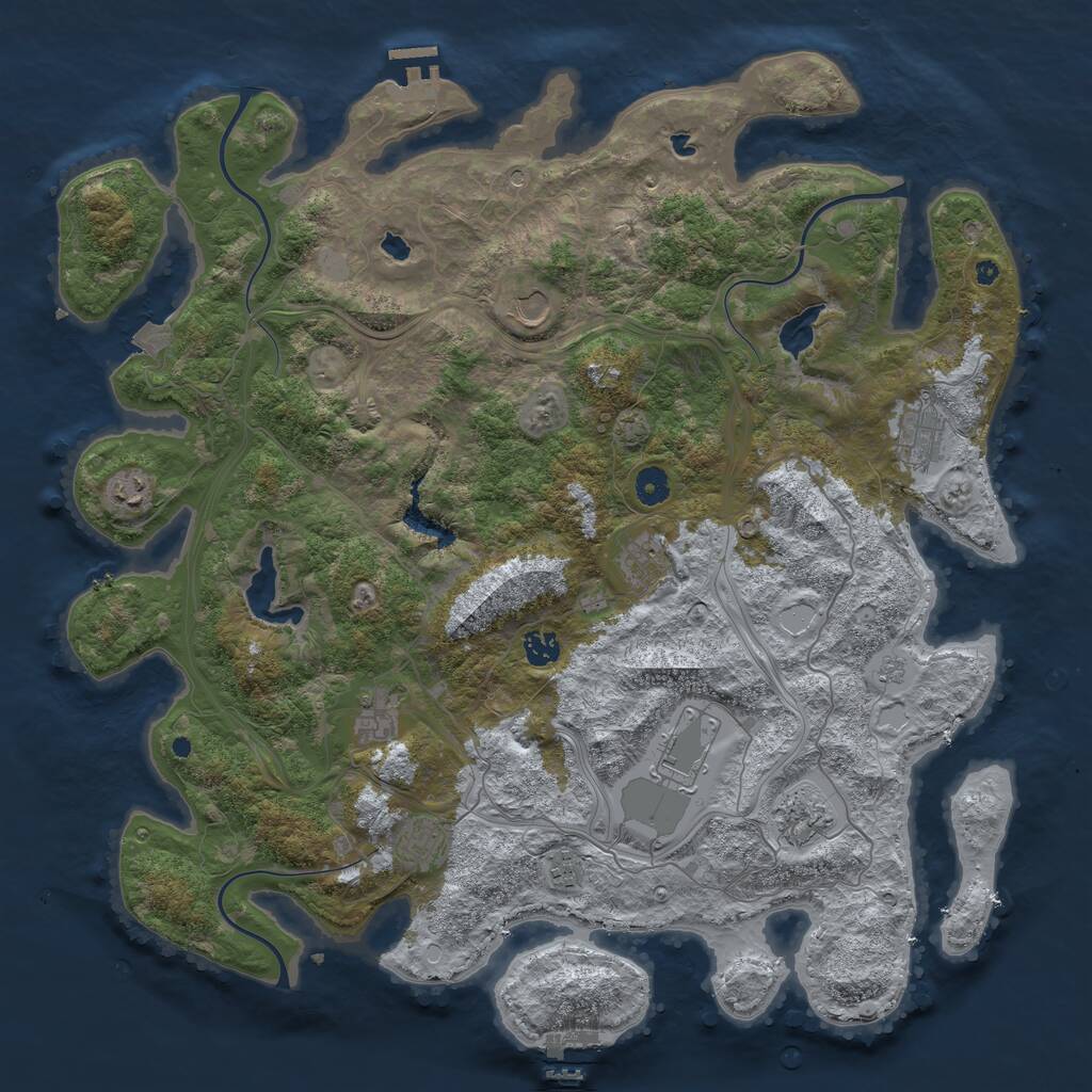 Rust Map: Procedural Map, Size: 4500, Seed: 5436868, 16 Monuments