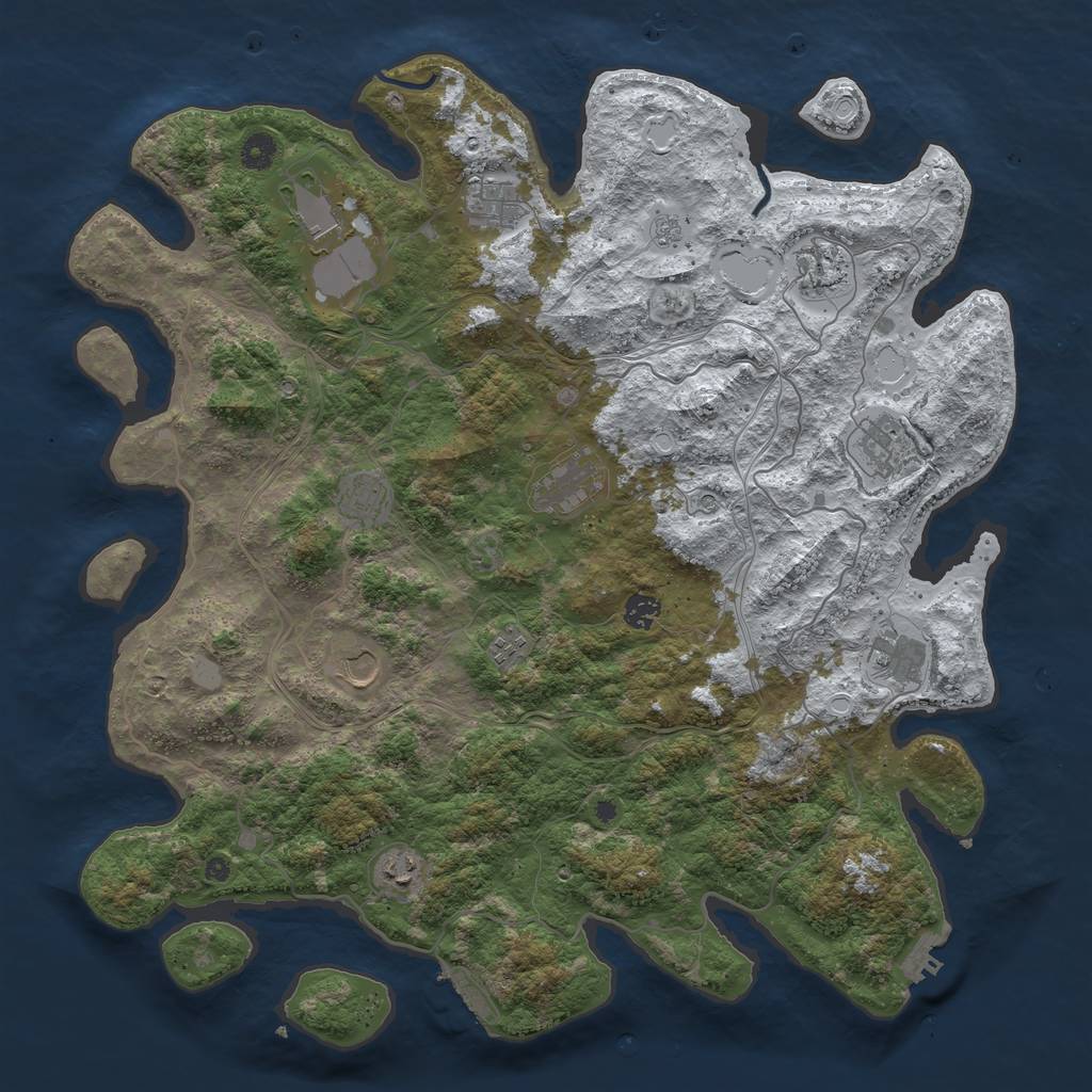 Rust Map: Procedural Map, Size: 4500, Seed: 46664, 20 Monuments