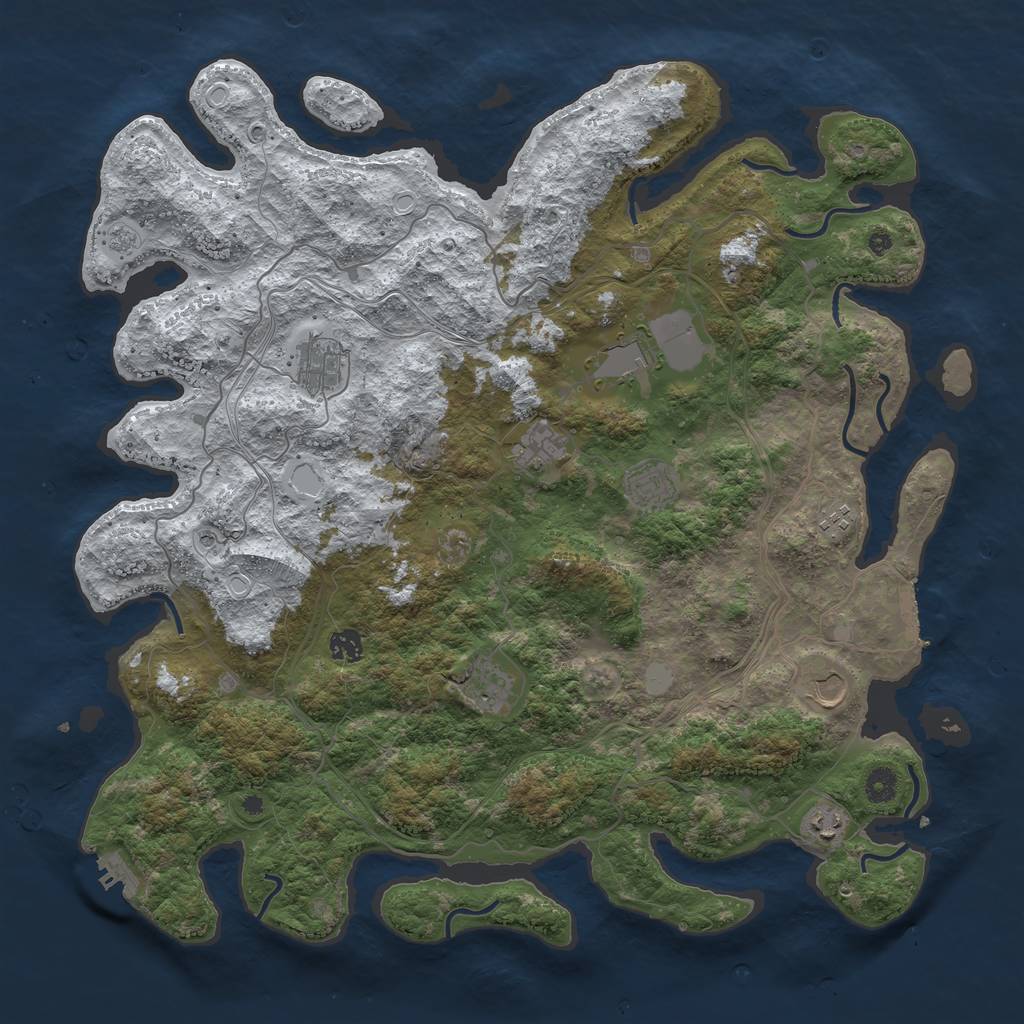 Rust Map: Procedural Map, Size: 4500, Seed: 3085929, 18 Monuments