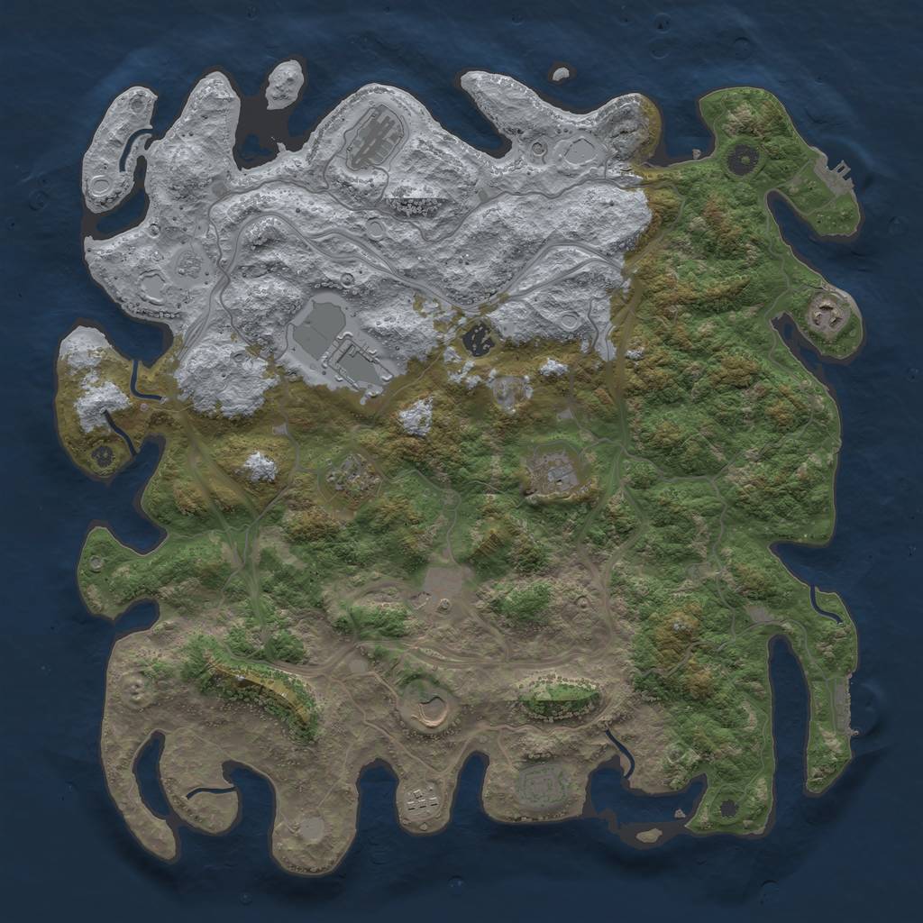 Rust Map: Procedural Map, Size: 4500, Seed: 6104257, 17 Monuments