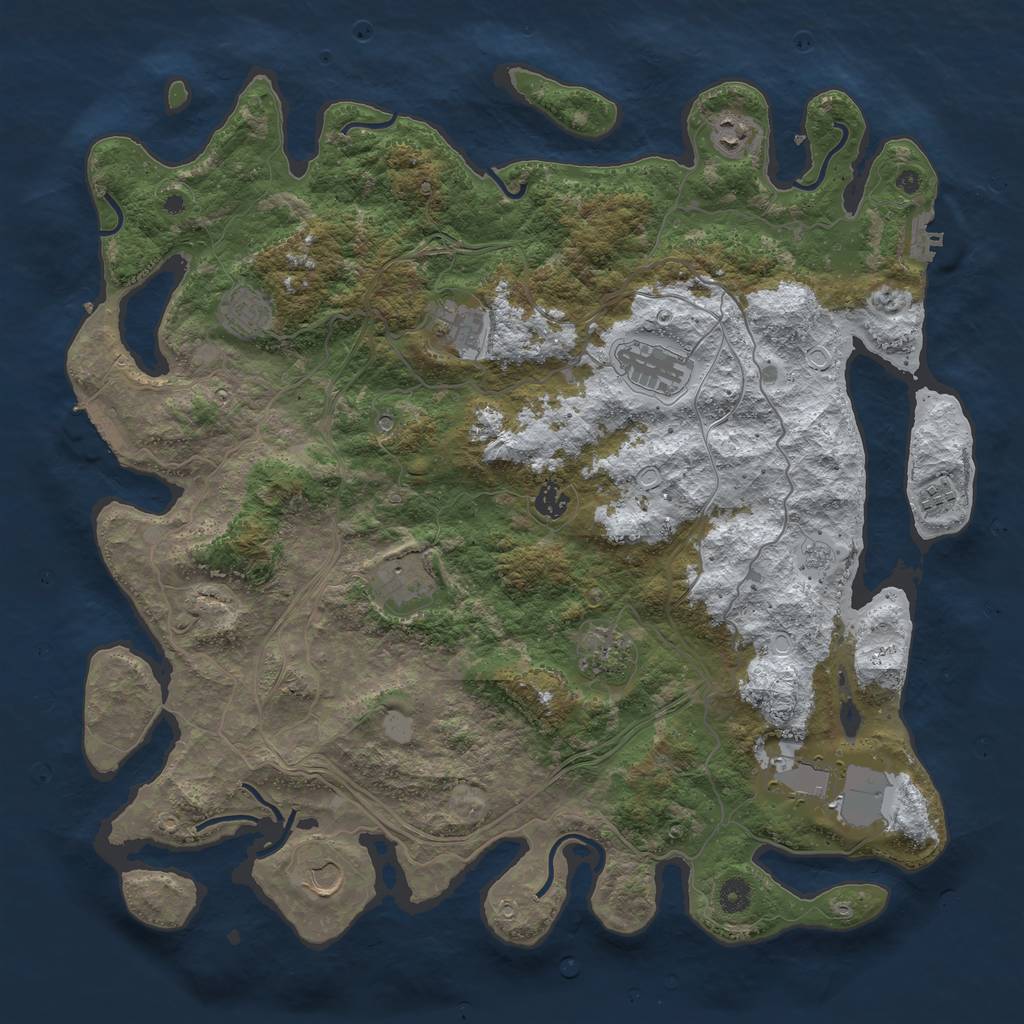 Rust Map: Procedural Map, Size: 4500, Seed: 4715096, 19 Monuments