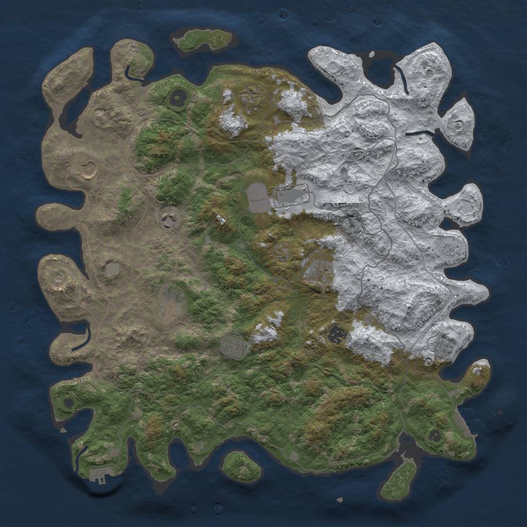 Rust Map: Procedural Map, Size: 4500, Seed: 1043708, 18 Monuments