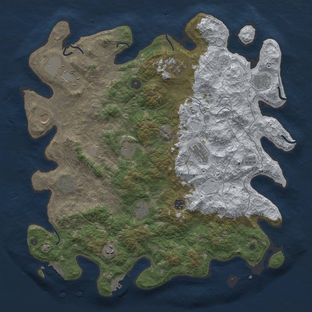 Rust Map: Procedural Map, Size: 4500, Seed: 518366, 20 Monuments
