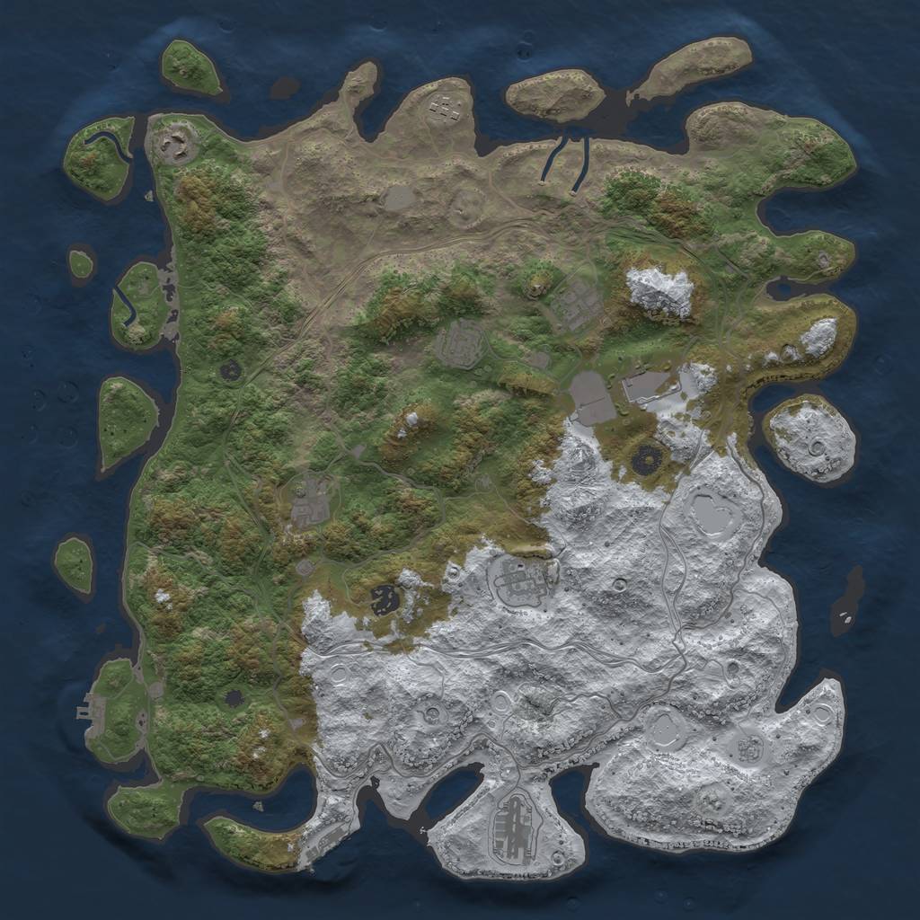Rust Map: Procedural Map, Size: 4500, Seed: 1069844, 18 Monuments