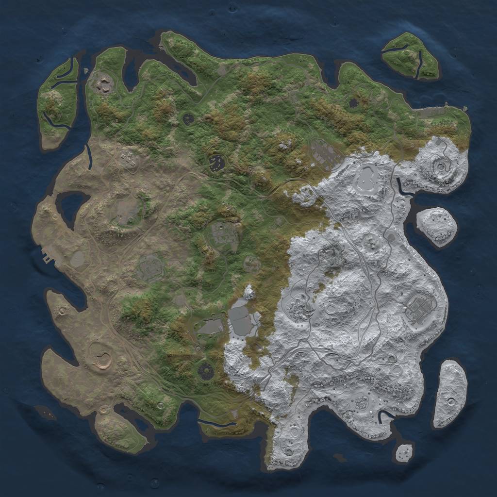 Rust Map: Procedural Map, Size: 4500, Seed: 5591948, 20 Monuments