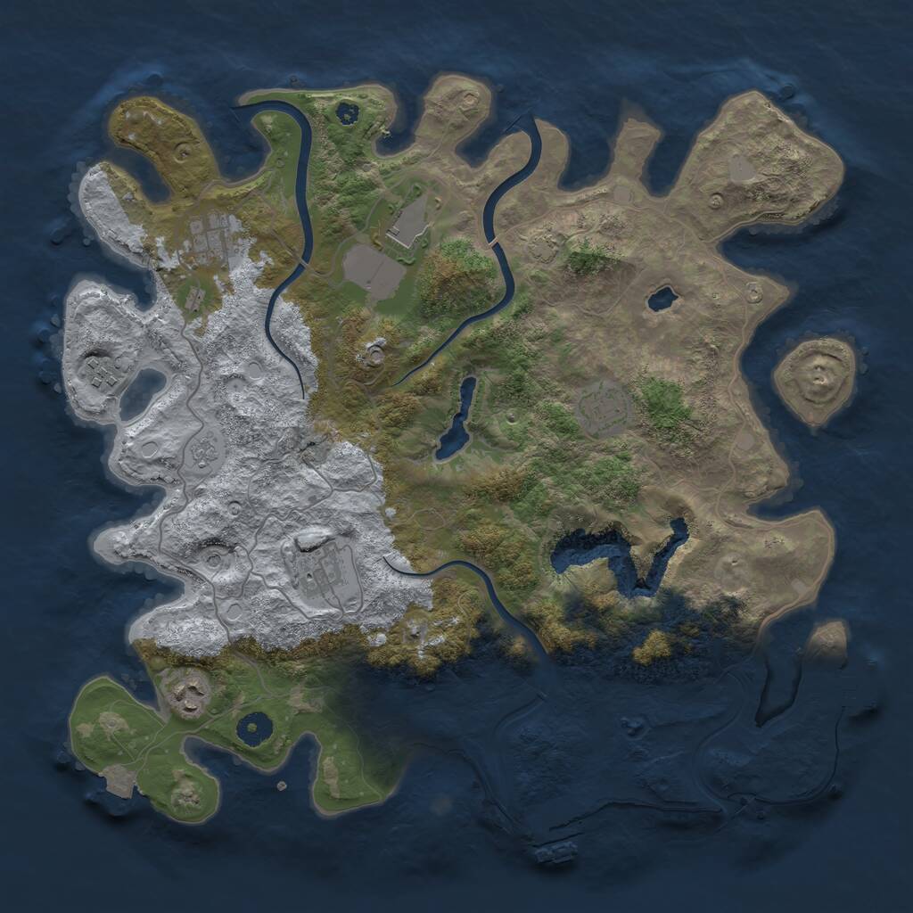 Rust Map: Procedural Map, Size: 4000, Seed: 1860, 12 Monuments