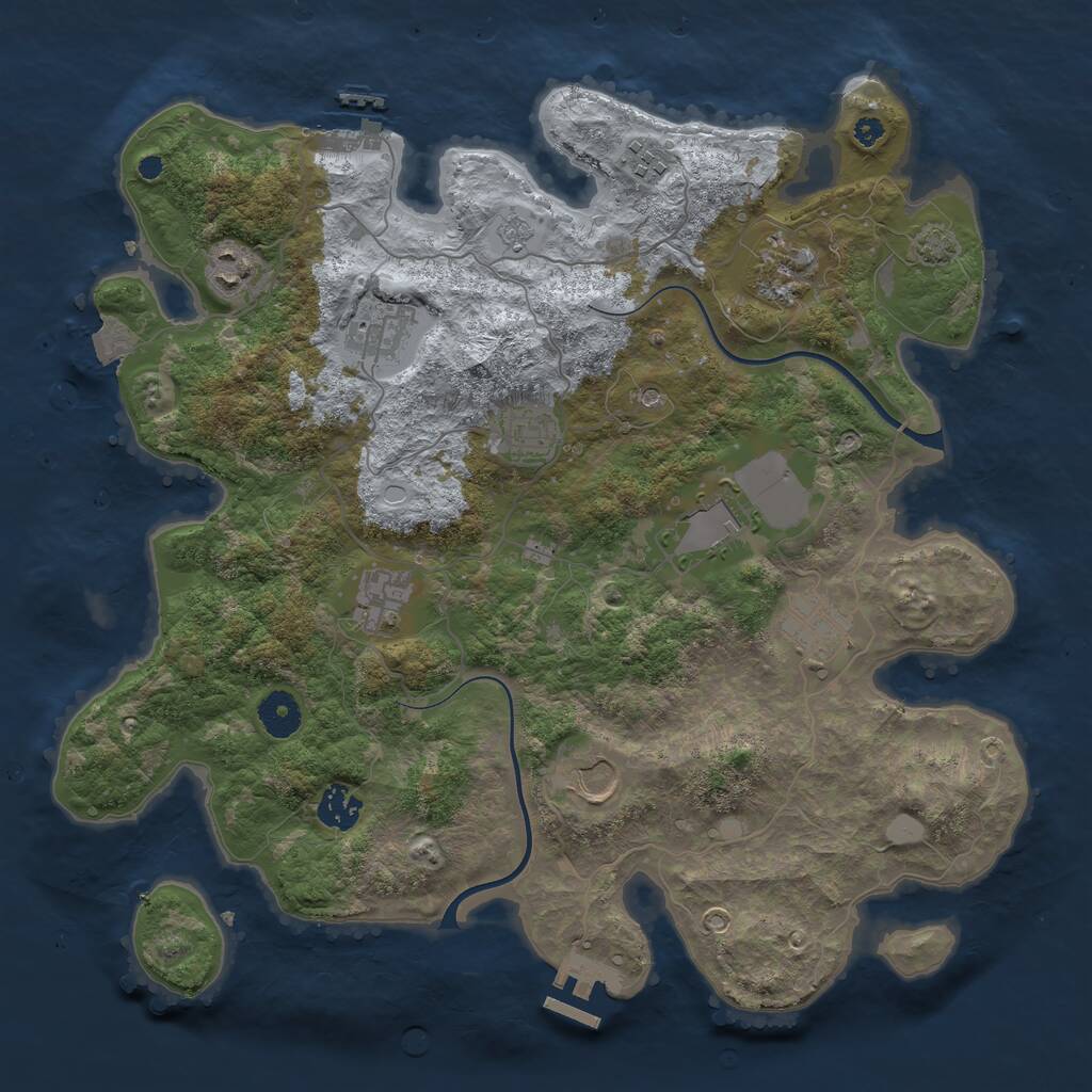 Rust Map: Procedural Map, Size: 3750, Seed: 152687433, 16 Monuments