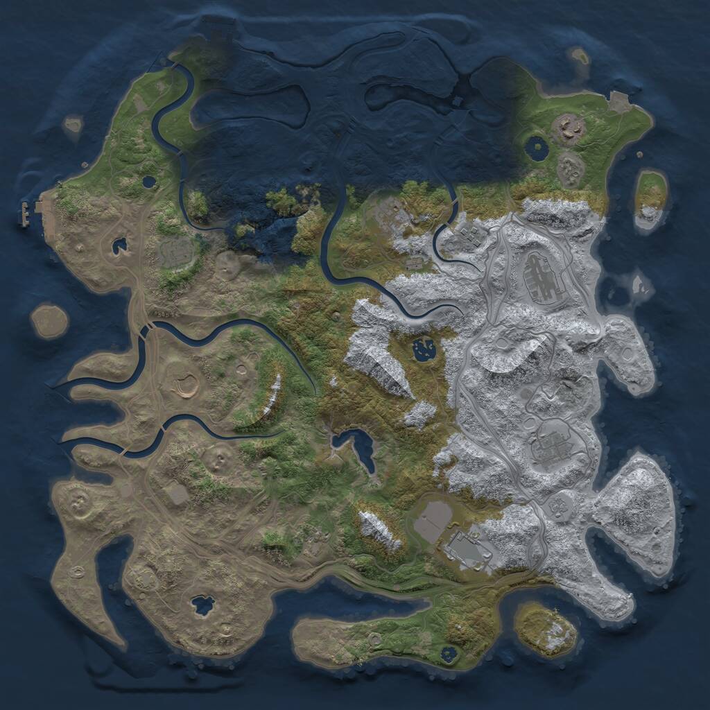 Rust Map: Procedural Map, Size: 4500, Seed: 6117294, 16 Monuments