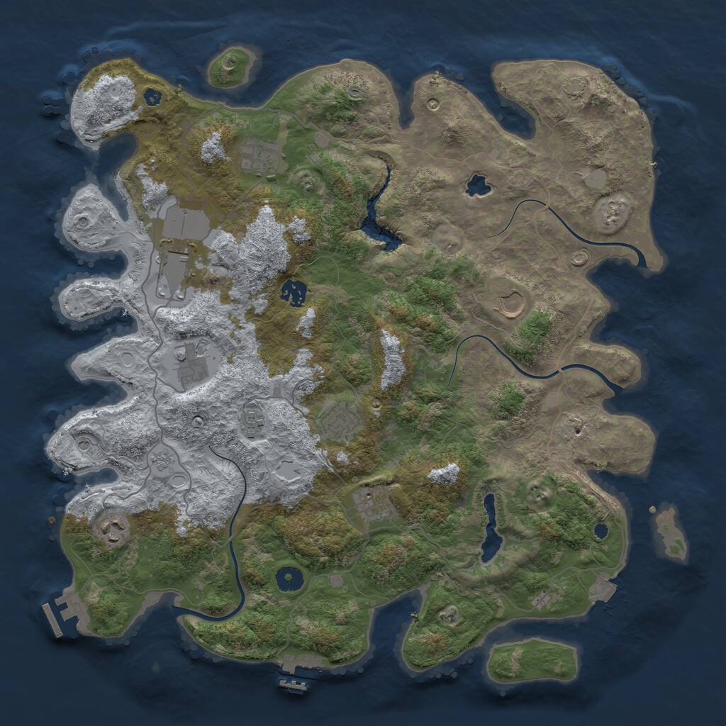 Rust Map: Procedural Map, Size: 4099, Seed: 123456, 15 Monuments