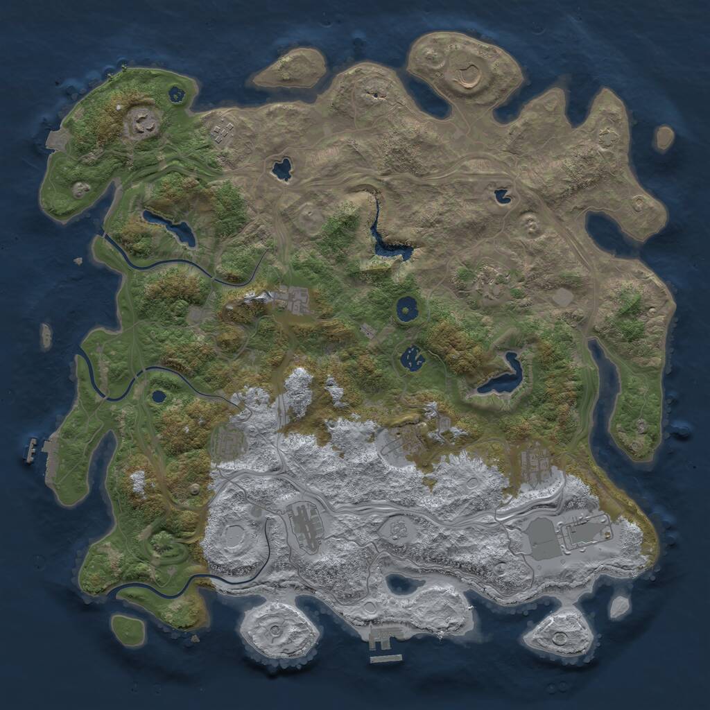 Rust Map: Procedural Map, Size: 4500, Seed: 739865, 17 Monuments