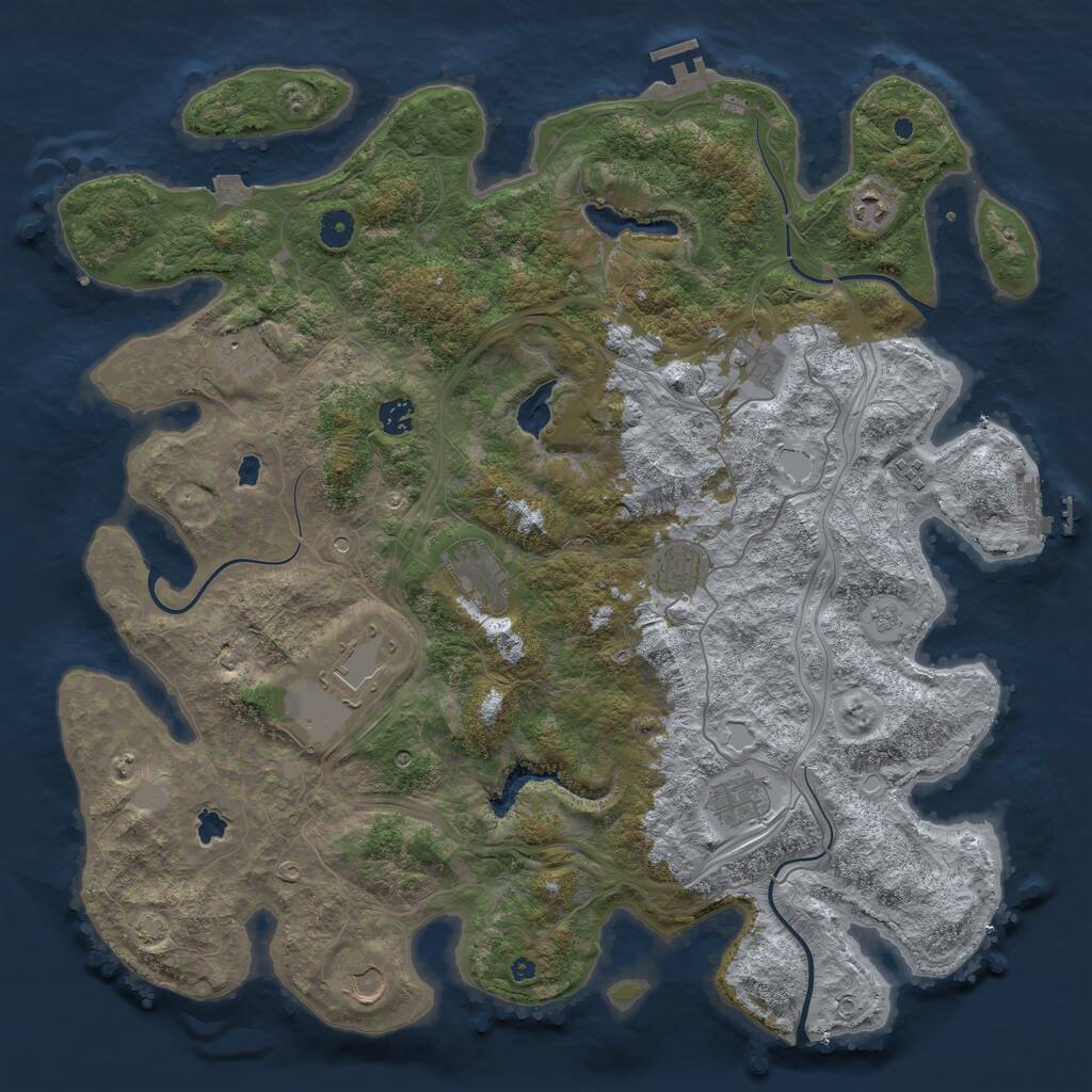 Rust Map: Procedural Map, Size: 4500, Seed: 2509852, 16 Monuments