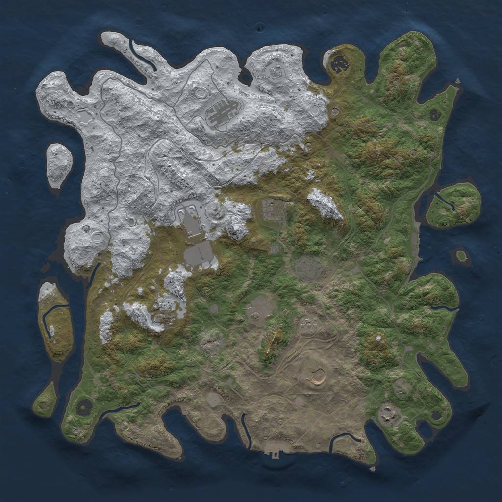 Rust Map: Procedural Map, Size: 4500, Seed: 5424057, 19 Monuments