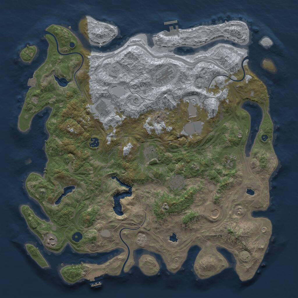 Rust Map: Procedural Map, Size: 4500, Seed: 4068221, 16 Monuments