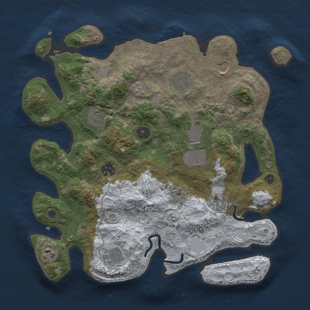 Rust Map: Procedural Map, Size: 3550, Seed: 218368, 17 Monuments