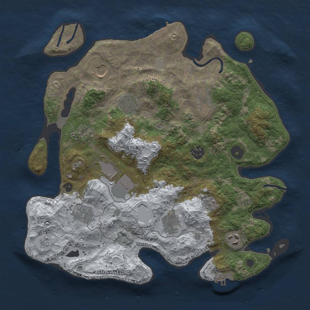 Rust Map: Procedural Map, Size: 3550, Seed: 776006, 19 Monuments