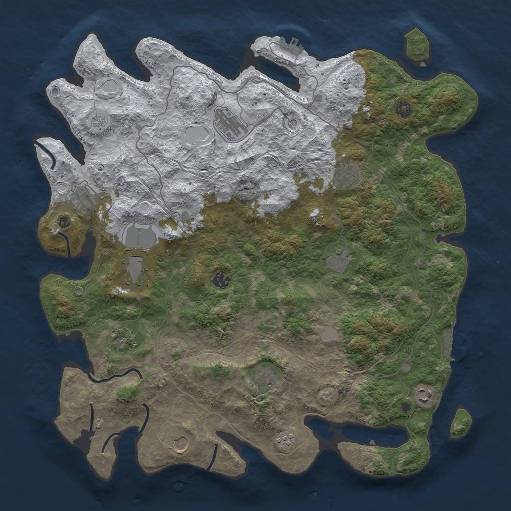 Rust Map: Procedural Map, Size: 4500, Seed: 2494886, 20 Monuments
