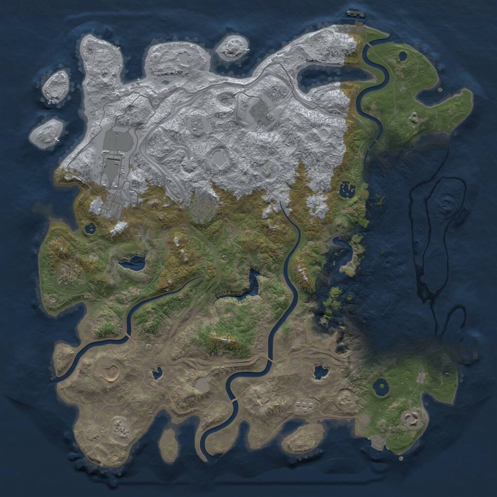 Rust Map: Procedural Map, Size: 4500, Seed: 2416144, 16 Monuments