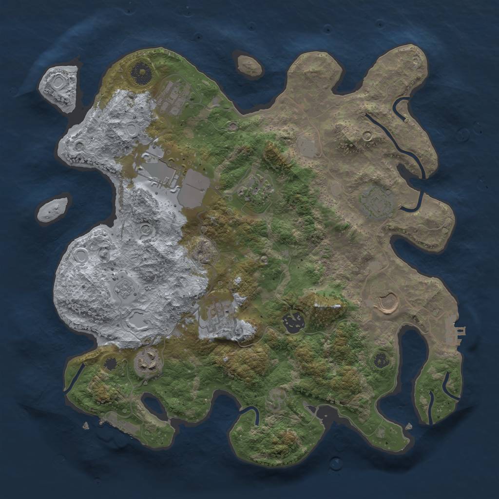 Rust Map: Procedural Map, Size: 3500, Seed: 447644973, 17 Monuments