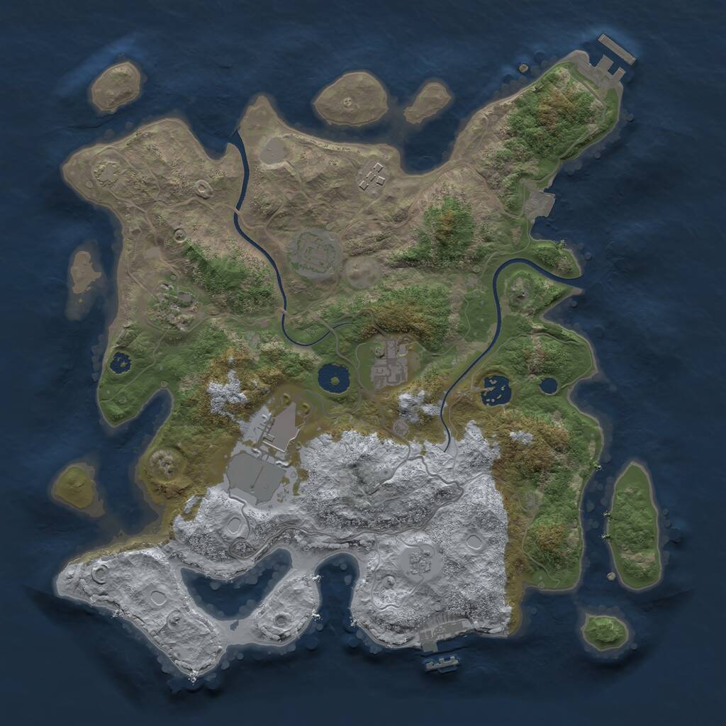 Rust Map: Procedural Map, Size: 3500, Seed: 1487737869, 11 Monuments