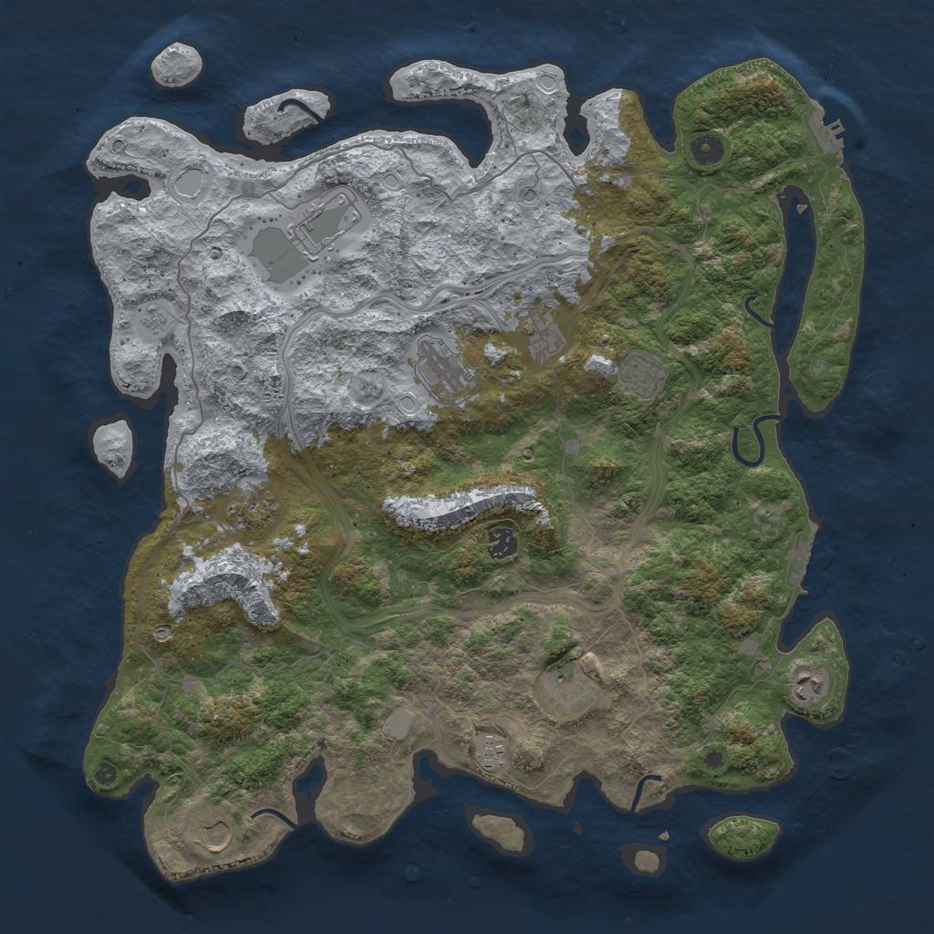Rust Map: Procedural Map, Size: 4500, Seed: 5169753, 19 Monuments