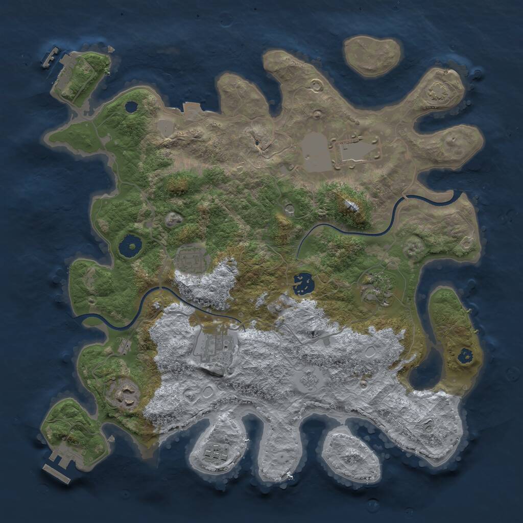 Rust Map: Procedural Map, Size: 3500, Seed: 200386117, 13 Monuments