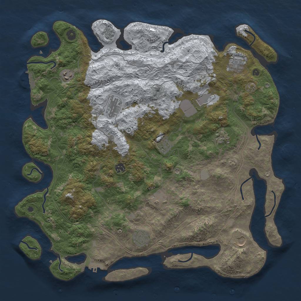 Rust Map: Procedural Map, Size: 4500, Seed: 709378305, 20 Monuments
