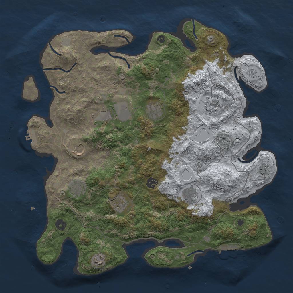 Rust Map: Procedural Map, Size: 4000, Seed: 45926709, 19 Monuments